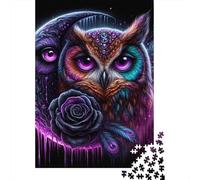 Owl 1000 Pieces Recycled Paper Owl Moon Rose Puzzle Adults Reusable Stress Relief Challenging Fun Leisure Activity 70x50cm/1000pcs