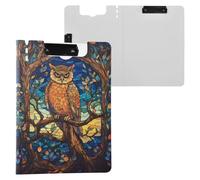 Owl 2 Clipboard a4 Clip Board Foldover Document Folder Files for Paperwork with Clips Lightweight Plastic
