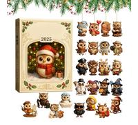 Owl - 2025 Animal Theme, 2D Acrylic Ornament Set, Christmas Decoration, Holiday Countdown, Collector's Gift | Decorative Owl Calendar for Husband, Wife, Son, Daughter, Youth, Family