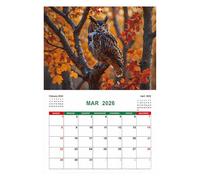 Owl 2026 Wall Calendar, Annual Organiser 2026 - Personal Planner for Office Management Activities and Holidays Goals List