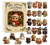 Owl 24 Days Christmas Countdown Calendar with Mini Owl Figurines Holiday Countdown Calendar Collectible Owls Ornaments Xmas Gifts for Owl Lovers