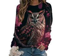 Owl 3D Printed Sweatshirt for Women Long Sleeve T-Shirt Casual Crewneck Funny Graphic Pullover Sweater Tops Blouse