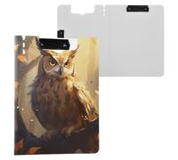 Owl 4 Clipboard a4 Clip Board Foldover Document Folder Files for Paperwork with Clips Lightweight Plastic
