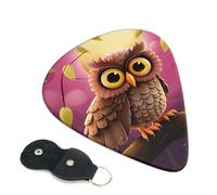 Owl 6 Pack Guitar Picks With Holder, Personalized Guitar Plectrums Non-Slip Portable Ukulele Bass Picks 0.96mm For Acoustic Guitar Lovers Gifts