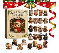 Owl Advent Calendar 2025,24 Days Christmas Countdown Calendar with 2d Acrylic Owls Collection Decor,Unique Owl-Themed Surprises for Birds Lovers,Christmas Tree Hanging Ornament for Home Decor