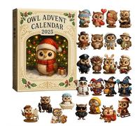 Owl Advent Calendar 2025, 24 Days Christmas Countdown Calendar with Mini Owl Figurines, 2D Acrylic Christmas Owls Figurines Hanging Pendant for Home Décor & Festive Display