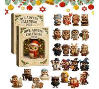 Owl Advent Calendar 2025, 24 Days Christmas Countdown Calendar with Mini Owl Figurines, 2D Acrylic Owls Keychain Collection Decoration, Holiday Surprises for Xmas Tree Hanging Ornaments (2PCS)