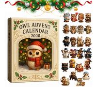 Owl Advent Calendar 2025, 24 Days Christmas Countdown Calendar with Mini Owl Figurines, Owls Advent Calendar Home Decor, Whimsical Holiday Decoration Gift Set,Seasonal Decor for Birds Lovers (1set)