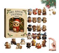 Owl Advent Calendar 2025, 2D Acrylic Owls Keychain Collection Decoration, 24 Days of Surprise Countdown Calendars Gift Box, Festive Decoration for Christmas Trees