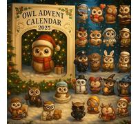Owl Advent Calendar 2025, Bird Advent Calendar, 24 Days Owl Ornaments Christmas Countdown Calendar, 2D Acrylic Owl Keyring Collection for Christmas Tree Wall (1P)