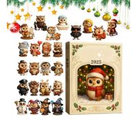 Owl Advent Calendar 2025 - Set Acrylic Flat 2D Animal Cute Christmas Pendants Wall Decoration Tree Home | Countdown For Kids Adults Family Gift Na
