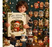 Owl Advent Calendars 2025, 24 Days Owl Ornament Countdown Calendar, 2D Acrylic Christmas Owls Figurines Hanging Pendant for Christmas Tree Decorations, Whimsical Holiday Decor