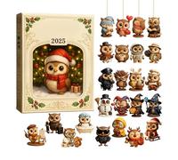 Owl Advent Christmas Calendars 2025, 24 Days Countdown Calendar With 24 Cute 2D Acrylic Owl Hanging Ornaments, Collectible Figurines Christmas Tree Pendant For Kids And Adults, Home Decoration