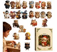 Owl Adventskalender,owl Ornament Countdown Calendar,24 Days Owls Ornament Countdown Calendar With Cute 2D Flat Acrylic Ornaments Christmas Ornaments For Family Friends Owls Lovers-A