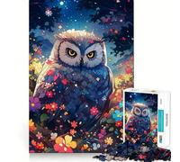 Owl Among Flowers at Night 1000 Adult Pieces Jigsaw Puzzle Mind Challenge Toy Together Fun Quality Cut (50x75cm)