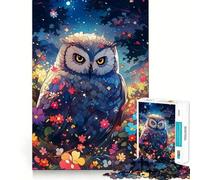 Owl Among Flowers at Night 1000 Pieces Jigsaw Puzzles for Adults Smart Toy Home Activity Accurate Cut Wall Art Decor (38x52cm)