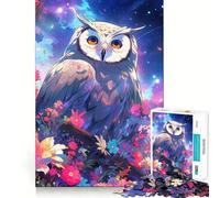 Owl Among Flowers at Night Jigsaw Puzzles 1000 Piece for Teenagers Clear Logic Toy Light Relax Perfect Cut Heartfelt Gift (38x52cm)