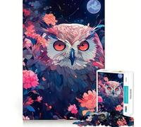 Owl Among Flowers at Night Jigsaw Puzzles for Adults1000 Piece Strengthen Memory Home Activity Clean Edge Festive Gift (38x52cm)