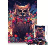 Owl Among Flowers at Night Jigsaw Puzzles for Adults1000 Pieces Mind Puzzle Cozy Relax Image Assembly (38x52cm)
