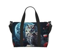 Owl Among Flowers at Night Water-Resistant Crossbody Travel Bag, Large Carry-On with Adjustable Strap, Multi-Compartment Weekender for Gym, Travel, Outdoor