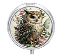Owl Among The Flowers Pill Box Travel Pill Case for Purse Pocket