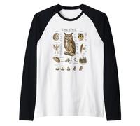Owl Anatomy Vintage Field Guide Diagram Nature Art Raglan Baseball Tee