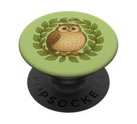Owl and Beech Tree Nature Art Cottagecore Owl Lover PopSockets Adhesive PopGrip