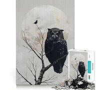 Owl And Bird on Branch Jigsaw Puzzles for Adults 1000 Piece Mind Puzzle Slow Enjoy Image Assembly Perfect Present (38x52cm)