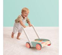 Owl & Fox Wooden Baby Walker with 29 Assorted Colourful Blocks, Traditional Push Along Early Development & Activity Toy, Sustainably Sourced, for Ages 12 Months+