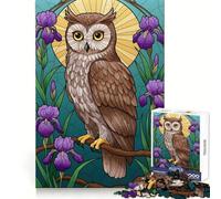 Owl And Iris Flower Art 1000 Adult Pieces Jigsaw Puzzle Mind Challenge Toy Together Fun Quality Cut (38x52cm)