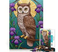 Owl And Iris Flower Art 1000 Adult Pieces Jigsaw Puzzle Mind Challenge Toy Together Fun Quality Cut (38x52cm)