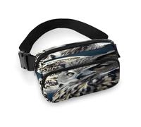 Owl And Moon Fanny Pack Belt Bag with Adjustable Strap Fashion Waist Bag for Outdoor Sports Hiking, white, 20x13cm, Full Printed Waist Bag