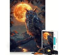 Owl And Moon Jigsaw Puzzle for Teenagers 1000 Pieces Memory Boost Indoor Play Image Assembly (38x52cm)