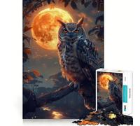 Owl And Moon Jigsaw Puzzles for Adults 1000 Piece Mind Puzzle Slow Enjoy Image Assembly Perfect Present (38x26cm)