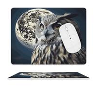 Owl and Moon Mouse Pad Rectangle Premium-Textured Waterproof Leather Computer Mousepad, Stitched Edges Gaming Mouse Mat for Laptop, Home Office Decor Desk Accessories