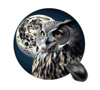 Owl and Moon Mouse Pad Round Premium-Textured Waterproof Computer Mousepad, Stitched Edges Gaming Mouse Mat for Laptop, Home Office Decor Desk Accessories