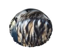 Owl And Moon Shower Cap For Women Reusable Double Layers Bathing Bath Cap Hair Caps Waterproof Elastic Band Ladies Spa Salon Shower Hat Hair Caps