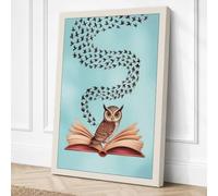 Owl and the Flying Words Canvas Wall Art Print 24x16 Inch
