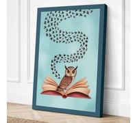 Owl and the Flying Words Canvas Wall Art Print 24x16 Inch