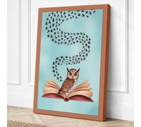 Owl and the Flying Words Canvas Wall Art Print 30x20 Inch