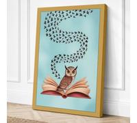 Owl and the Flying Words Canvas Wall Art Print 30x20 Inch
