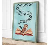 Owl and the Flying Words Canvas Wall Art Print 36x24 Inch