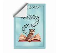 Owl and the Flying Words Modern Unframed Wall Art Print A1 (84.1×59.4cm), Wall Decor for Living Room, Bedroom, Office & Home, Art Gift