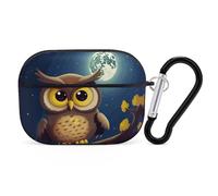 Owl and Yellow Moon AirPods Pro Case Cover with Keychain Ring PC Hard Shell Protective Case for AirPods Pro 2nd for Women Men Generation Easy Open Full Drop Protection Cover Black-Style