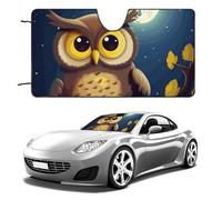 Owl and Yellow Moon Car Windshield Sun Shade Keep Car Interior Cool 51"x28" Folding Front Window Sun Shade, Heat Shield for SUV, Truck, Blocks UV