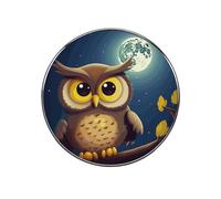 Owl and Yellow Moon Fridge Sticker Funny Fridge Magnets Novelty Round Fridge Magnets Reusable for Whiteboard, Locker, Kitchen, Office- Strong Decor Magnetic Stickers
