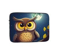 Owl and Yellow Moon Laptop Sleeve for Women Men, 15 Inch Waterproof Laptop Bag Lightweight Notebook Computer Cover Bag