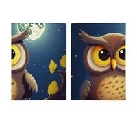 Owl And Yellow Moon Leather Passport Holder Handmade Passport Cover with Card And Ticket Slot Easy Access Passport Case Passport Wallet Passport Holder for Women And Men, style, 20.3x13.8cm