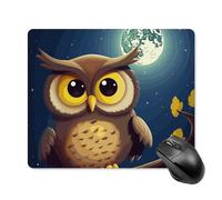 Owl and Yellow Moon Square Mouse Pad Portable Computer Mousepad with Non-Slip Rubber Base 18 * 22cm Ultra-Thin Gaming Mouse Mat for Computer Laptop Office Desk Accessories