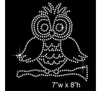 Owl animal Hotfix Rhinestone Diamante Iron on Transfer Motif Applique